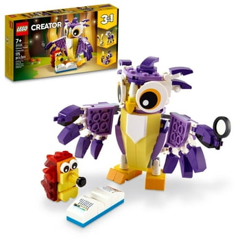 LEGO Creator 3in1 Fantasy Forest Creatures 31125, Woodland Animal Toys Set for Kids - Rabbit to Owl to Squirrel Figures, Gifts for 7 Plus Year Olds