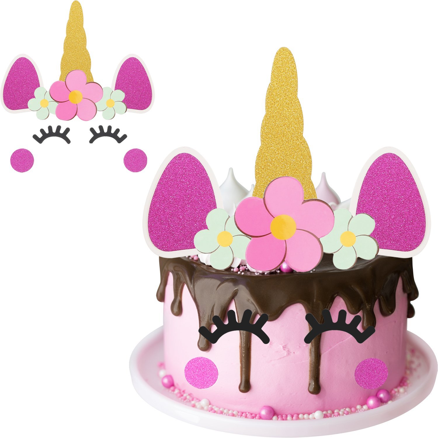2 Set Handmade Unicorn  Cake Topper Cupcake Toppers 