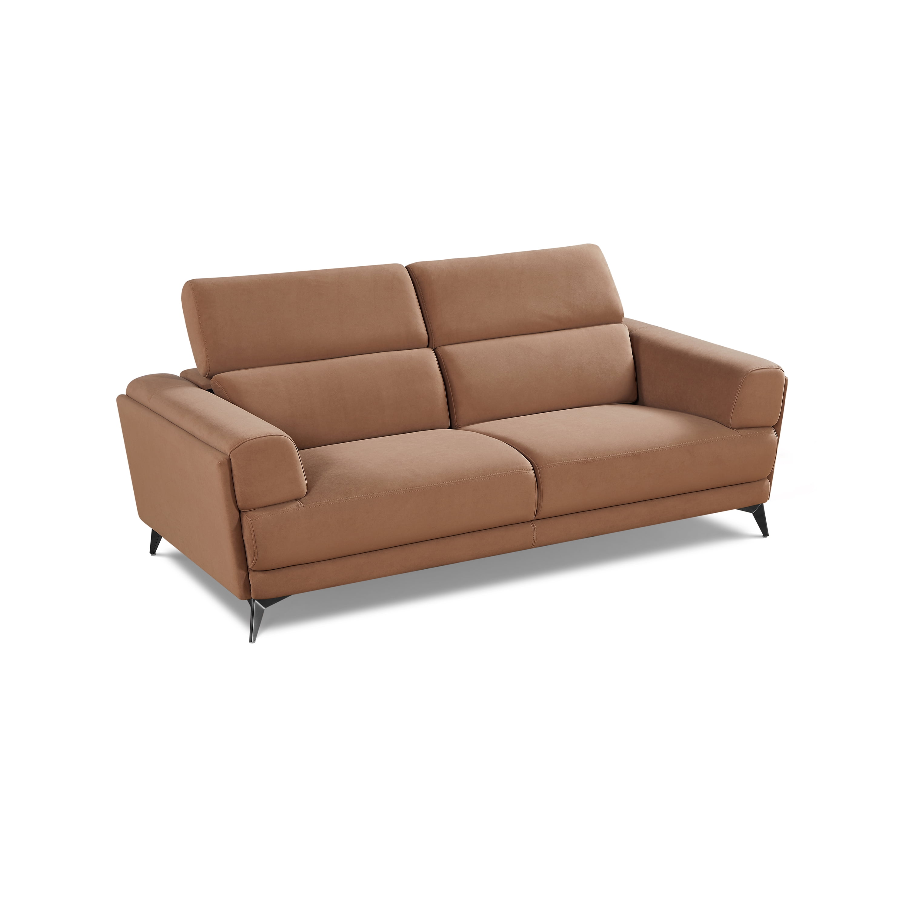 3-piece Contemporary Sofa Loveseat and Chair Living Room Set with Adjustable Headrest, Brown