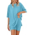 thumbnail image 6 of NominalSnug Womens Pajamas Sets Oversized Short Sleeve Top Elastic Waisted Shorts with Pockets Mathing Lounge Sets, 6 of 6