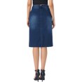 thumbnail image 3 of INSPIRE CHIC Women's Denim Skirt Back Slit Stretchy High Waisted Casual Midi Jean Skirt XS Dark Blue, 3 of 5