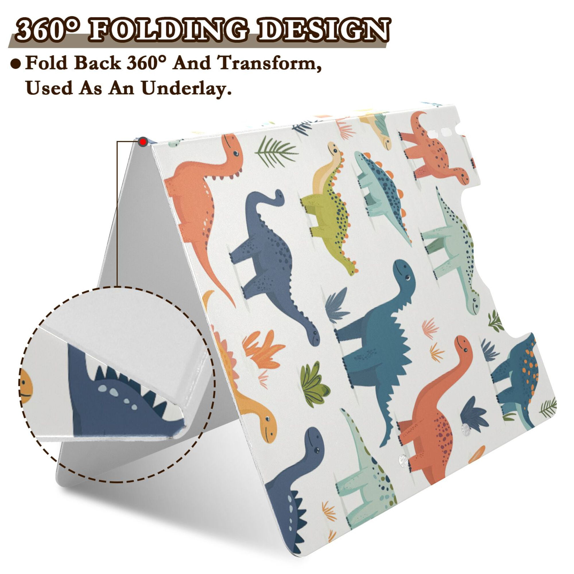 FORMRS A4 Clipboard Folder with Pen Holder Horizontal Foldable School Office Binder, Dinosaur Pattern