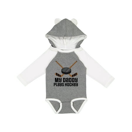 

Inktastic Daddy Plays Hockey Sports Gift Baby Boy or Baby Girl Long Sleeve Bodysuit