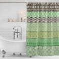 thumbnail image 3 of Green Brown Flower Shower Curtain, 72" x 84", Geometric Bohemian Style Ethnic Tribal Waterproof Bathroom Curtain Washable Shower Curtain Set with 12 Hooks, 3 of 9