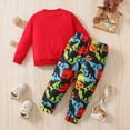 thumbnail image 7 of TOWED22 Baby Boy Toddler Clothes 2pcs Long Sleeve Sweatshirt Tops Joggers Pants Cotton Graphic Print Outfits Casual Clothing(Red,6 Y), 7 of 7