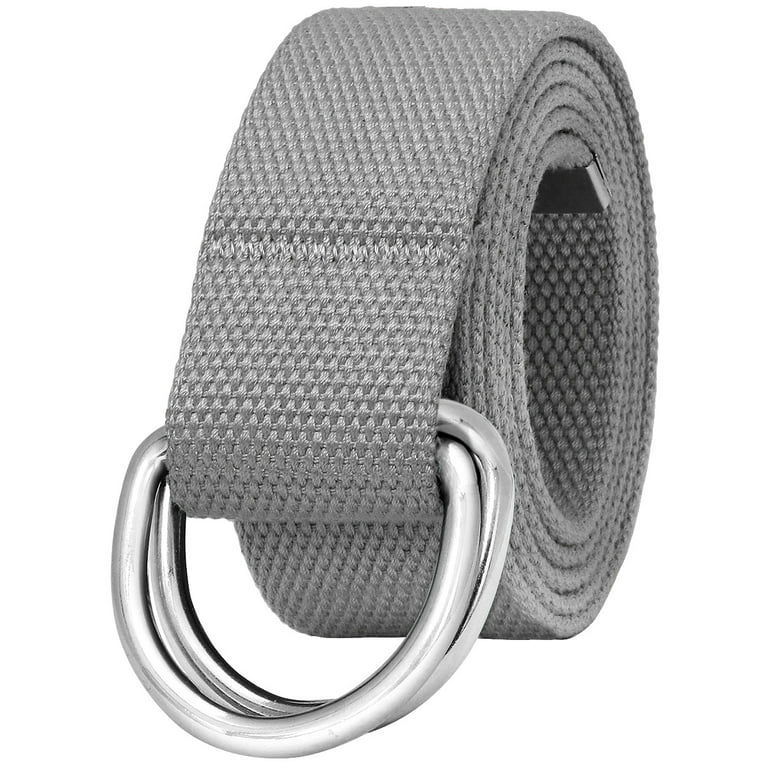 Canvas Web Belt with Metal Double D Ring Buckle