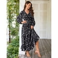 thumbnail image 3 of Casual V Neck Boho Floral Print Wedding Guest Maxi Dresses for Women Bohemian Flowy Maxi Dress, 3 of 5