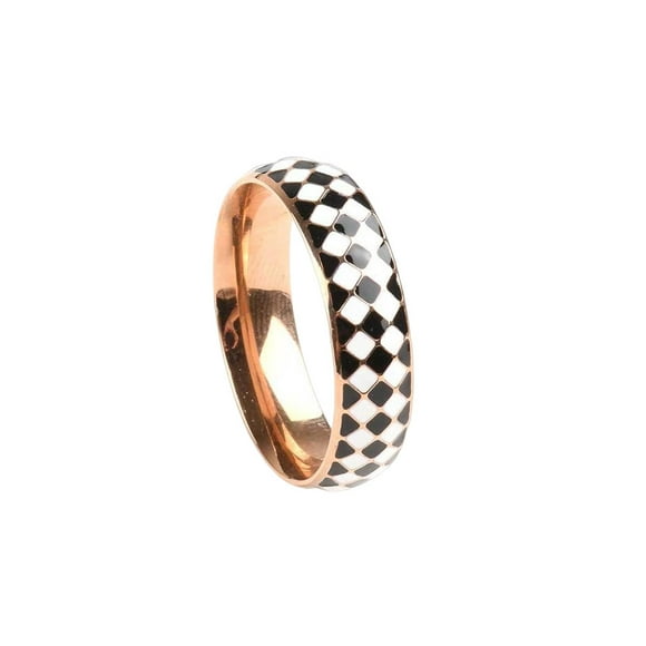 Anillo con diseño de tablero de ajedrez, joyería femenina exquisita, adorno de mano, anillos de dedos de colores simples, accesorio de moda, Ropa, zapatos y accesorios Miscelánea Oro rosa talla 7 Minnieouse AP016439-07