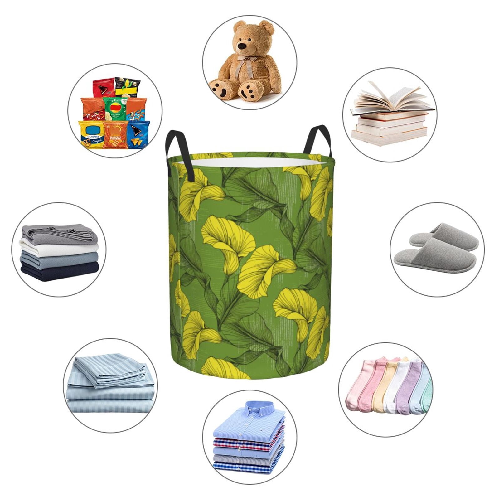 Large Laundry Basket with Handles - Gorgeous Calla Lily Flowers A Kids Baby Dirty Clothes Laundry Hamper for Bedroom Aesthetic