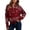 Red, variant on Womens Zip Up Knit Jacket Bandana Paisley Print Stand Collar Long Sleeve Ribbed Trim Casual Jackets