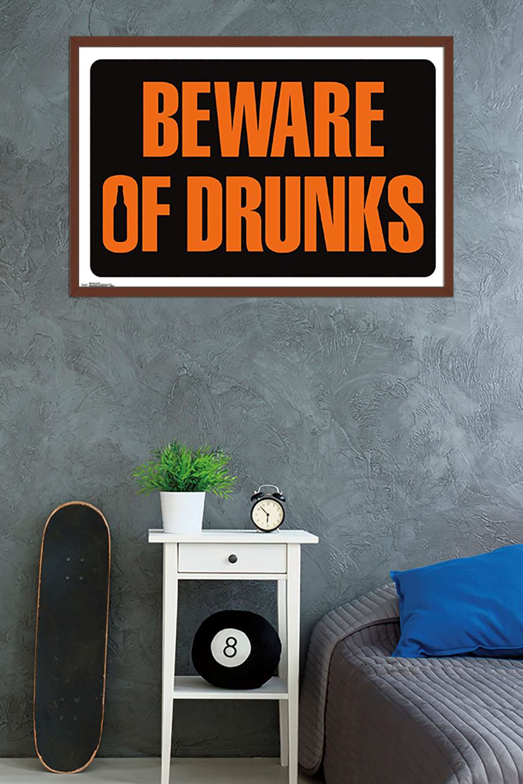 Beware of Drunks Wall Poster, 22.375" x 34", Framed