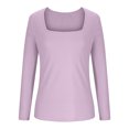thumbnail image 7 of Scyoekwg Womens Long Sleeve Tops Crew Neck Slim Thermal Blouses Dressy Casual Blouses Trendy Solid Color Fall Tops Lightweight Pullover (Purple,M), 7 of 7