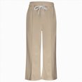 thumbnail image 5 of NOLDARES Girls Sweatpants Front Seam Drawstring High Waist Wide Leg Sweat Pants Baggy Causal Kids High Waisted(Khaki,10-12 Y), 5 of 5