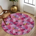 thumbnail image 2 of Round Area Rugs Collection 5 Ft, Cherry Blossom Non-Slip Residential Carpet, Pink Purple Flowers Modern Oil Painting Art Indoor Crawling Mats Runner Rugs for Living Room/Dining Room/Bedroom, 2 of 8