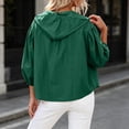 thumbnail image 4 of Qingpeng Womens Lightweight Zipper Up Hooded Jacket Balloon Sleeves Elastic Cuffs Casual Tops for Spring Fall Wear and Outdoor Activities, 4 of 6