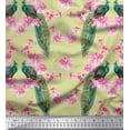 thumbnail image 1 of Soimoi Cotton Voile Fabric Floral & Peacock Bird Printed Fabric 1 Yard 42 Inch Wide, 1 of 1