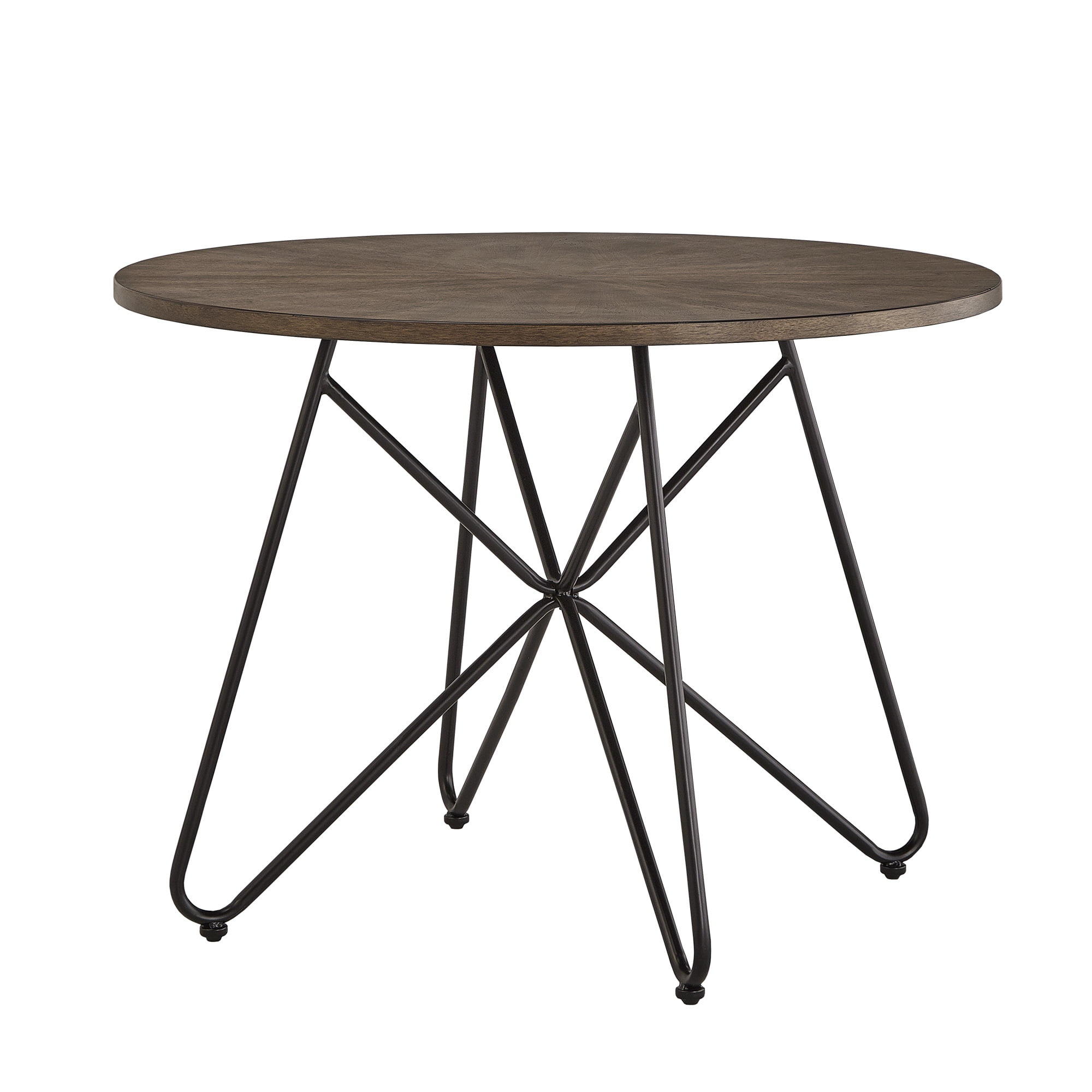 Weston Home Delong Walnut Finish 42-inch Round Dining Table With Black Iron Legs