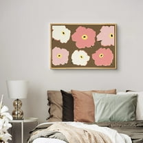 PixonSign Framed Canvas Print Wall Art Pink Daisies with Yellow Centers Botanical Wilderness Illustrations Modern Art Chic Colorful Multicolor Pastel for Living Room, Bedroom, Office - 24"x36" Natural