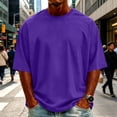 thumbnail image 2 of Men's Oversized Short Sleeve T Shirts Big and Tall Unisex Crew Neck Drop Shoulder Casual Basic Tees Loose Fit Tops Size S-5XL Purple, 2 of 5