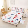 thumbnail image 2 of spefrowx Nautical Lobster Starfish Bed Sheets for Kids, Striped Sailboat Bow Full Size Sheets, 4pcs, 1 Flat Sheet, 1 Fitted Sheet and 2 Pillowcases, 2 of 5