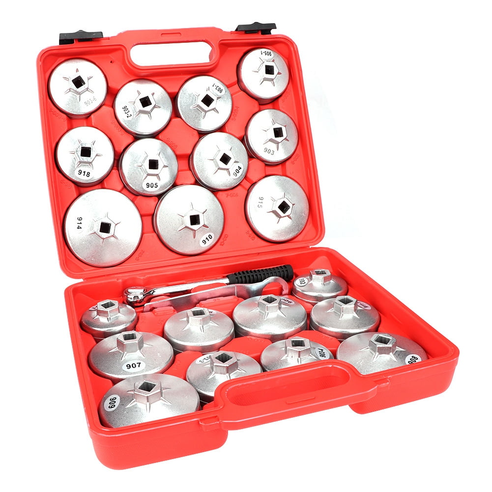 Tebru 23pcs Oil Filter Removal Wrench Kit Loosen Tighten Cup Cap Socket