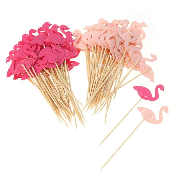OATIPHO Flamingo Picks Assorted Color 100Pcs Cupcake Toppers for Parties