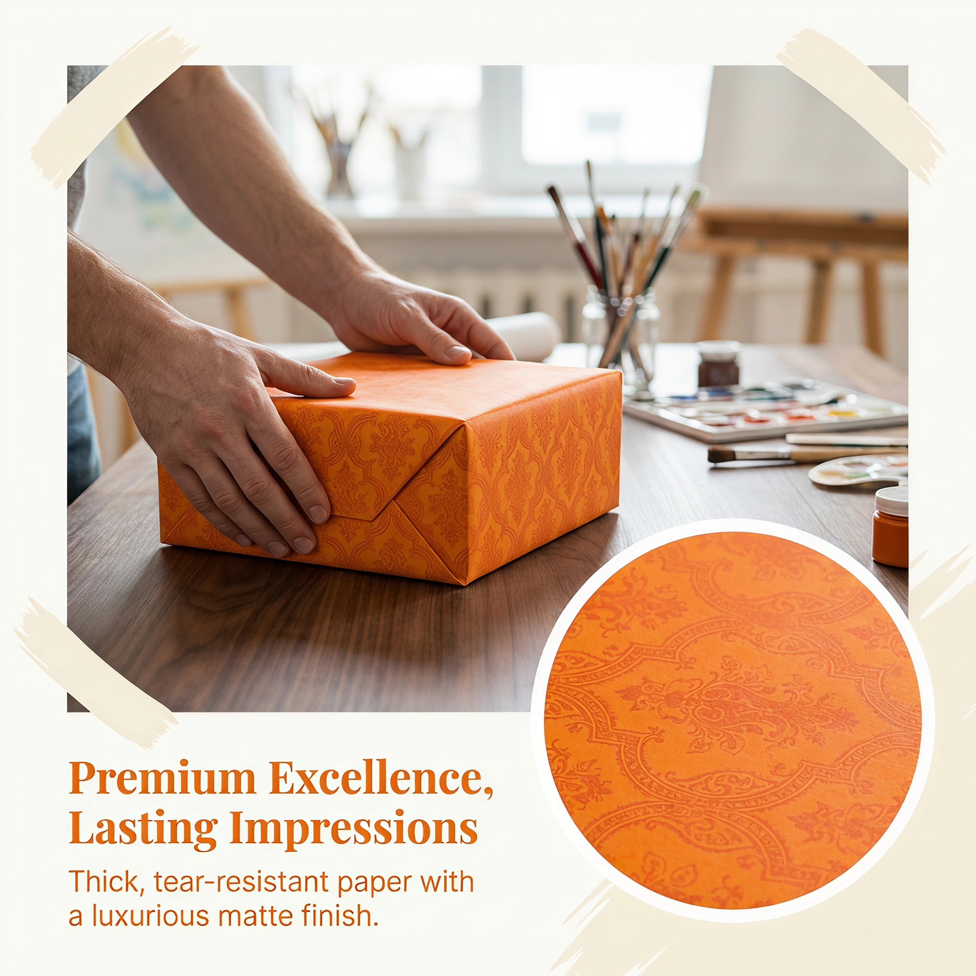 Unique Bargains Wrapping Paper Matte for Elegant Gift Wrap Presentation Orange 39.4"x27.6"