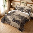 thumbnail image 3 of Manfei Farmhouse Grizzly Bear Quilt King, Vintage Cottage King Coverlet Set, Brown Tan, Black Reversible, 3 Pieces, 1 Bedspread and 2 Pillowcases, 3 of 7