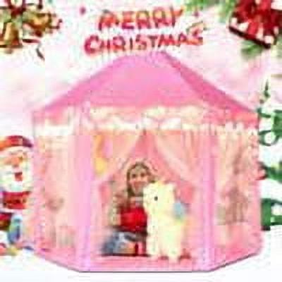 GIXUSIL Princess Castle Playhouse Tent for Girls – Indoor & Outdoor Large Kids Play Tent for Imaginative & Pretend Games , Princess Tent. 55x53 inch (Pink Tent)