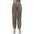 thumbnail image 3 of Men And Ladies Fine Glitter Straight Trousers Performance Clothing Elastic Dance Closure Trousers Women Casual Pants Outfits Womens Summer Pants Casual Womens Casual Pants on Drawstring Casual Pants, 3 of 3
