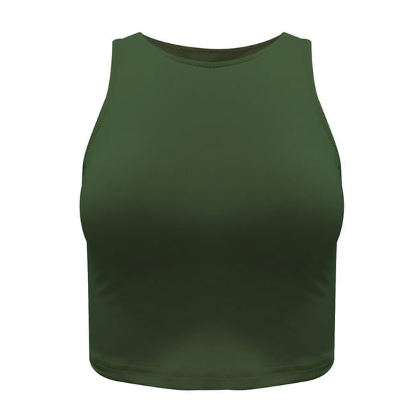 Gibobby Mujeres Sexy sin mangas de cuello Racerback recortadas Tank Tops Trendy Cute Teen Girls Halter Neck Crop Tops Chaleco(Verde,M)
