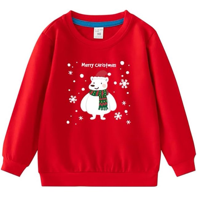 Koijhnb Ensemble de Noël pour Bébé Garçon Fille, Chandail en Molleton à Manches Longues avec Imprimé Lettre, Col Rond, 1-5 Ans