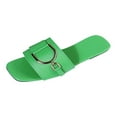 thumbnail image 2 of Mostsola Women’s Flat Sandals Square Open Toe Single Band Slides with Metal Chain Slip on Slippers, 2 of 7