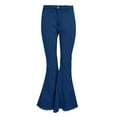 thumbnail image 4 of Women's Casual Pants Bell Bottom Jeans For Women High Waisted Classic Flared Denim Pants Stretchy Wide Leg Jeans Bell Bottoms Trousers,Blue Women's Casual Pants XL, 4 of 5