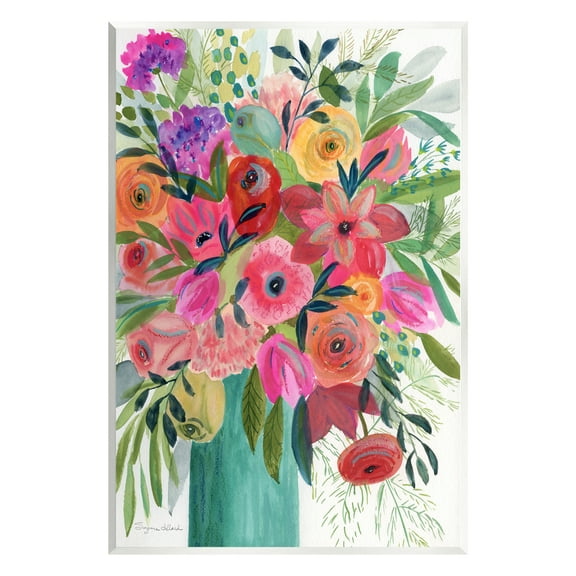 Stupell Industries Bold Red & Pink Mixed Bouquet Botanical & Floral Painting Unframed Art Print Wall Art