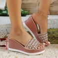 thumbnail image 6 of HomeDM Wedge Flatform Sandals for Women Summer Comfort Open Toe Slip-On Summer Beach Slides Sandals, Pink Size 6.5, 6 of 9