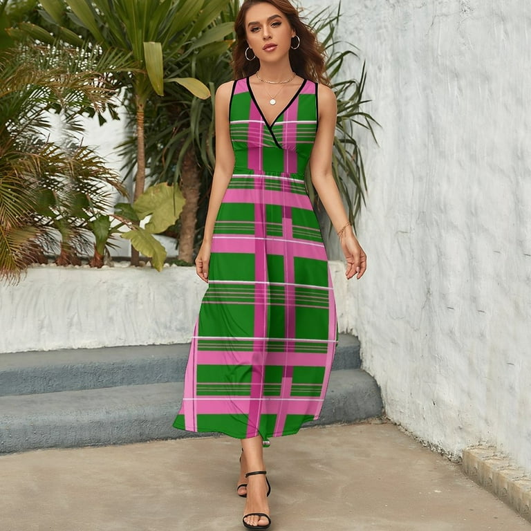 Sleeveless Dress Plaid Pink Green & White african dresses for woman women's clothing trend 2025 - Walmart.com Sleeveless Dress Plaid Pink Green & White african dresses for woman women's clothing trend 2025 - Walmart.com