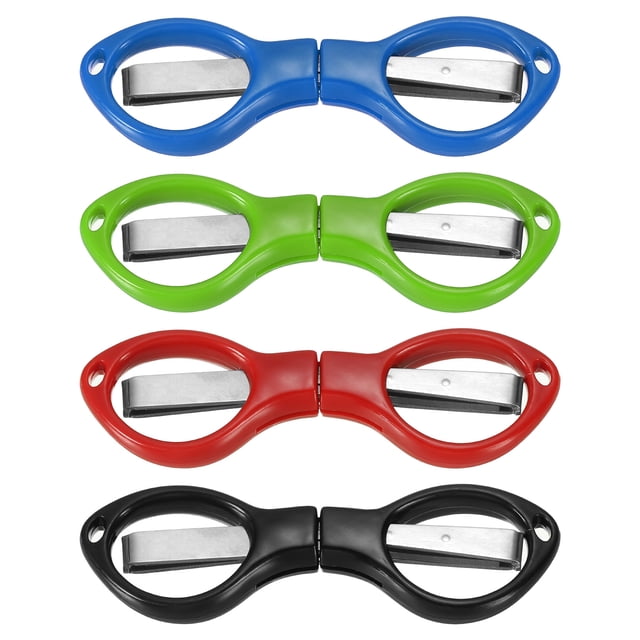 Tijeras plegables Uxcell, tijeras mini portátiles para viajes, tijeras en forma de gafas para pesca al aire libre, manualidades, 4 colores, 4 paquetes