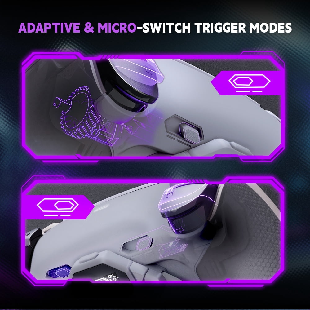 eXtremeRate SPARK Back Paddles Kit for PS5 Controller BDM-030 040 050 Models, OLED Display + Clicky Trigger Stops + Ergonomic Rubberized Grips Remappable 4 Back Buttons Set - Classic Gray