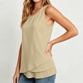 thumbnail image 3 of cocolona Womens Summer Linen Tank Tops Crew Neck Sleeveless Ruffle Hem Shirts Dressy Casual Tunic Solid Color Blouses, 3 of 6