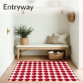 thumbnail image 3 of ODIKA 3'x5' Machine Washable Non-Slip Area Rug, Holiday Houndstooth Entrance Accent High Traffic Rug, Red, 508410, 3 of 5