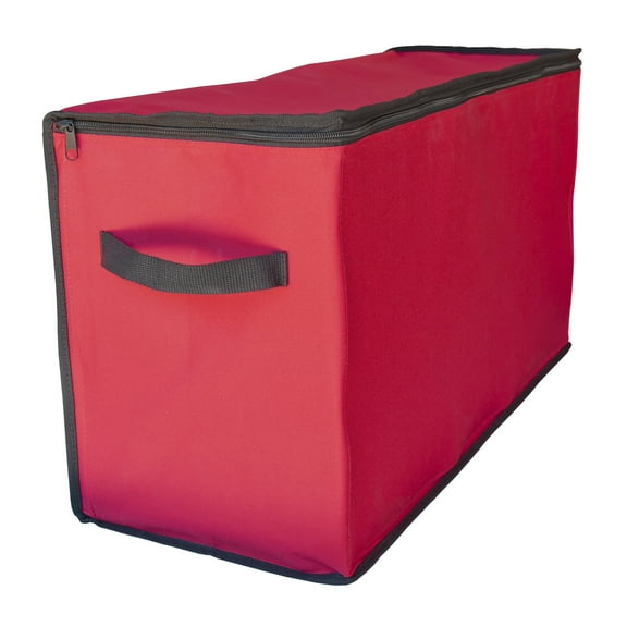 Simple Living 96ct Red and Black Zip Up Christmas Ornament Storage Tub
