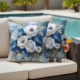 thumbnail image 4 of Blue Spring Floral Outdoor Waterproof Pillow Covers, Vintage Flowers Pastoral Modern Art Decorative Square Throw Pillowcase Sofa Cushion Sham for Patio/Couch/Chair, 16"x16" 2 Pack, 4 of 8