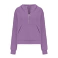 thumbnail image 5 of Womens Plus Size Blouses Fall Loose Fit Hooded Long Sleeve Rolled Drop Shoulder Half Zip Solid Color Hoodie Cotton Hoodies Sweatshirts(Purple,XL), 5 of 6