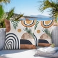 thumbnail image 3 of Boho Middle Century Throw Pillow Covers 24x24 Inch Set of 2, Modern Abstract Botanical Geometric Waterproof Outdoor Pillow Covers, Decorative Cushion Pillowcases for Couch, Sofa, Bed, Garden, Patio, 3 of 9