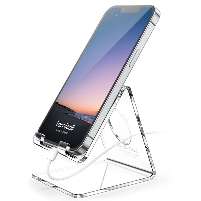Soporte para teléfono celular Lamicall, acrílico transparente, para iPhone de 4 a 8 pulgadas