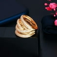 thumbnail image 5 of Noble Dubai Gold Multi Layer Twist Lines CZ Women Engagement Finger Ring Jewelry, 5 of 9