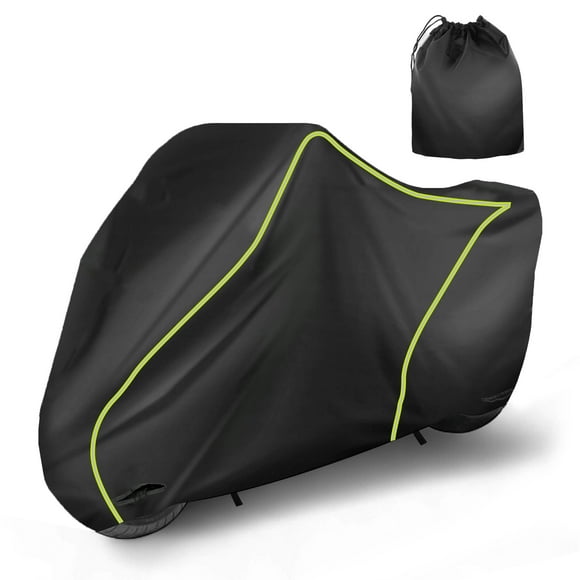 Motorcycle Cover Waterproof Outdoor 300D Oxford Heavy Fabric Scooter Cover Motorbike Cover with Lock-Hole All Weather Protection Black Fits Up to 275cm/108"