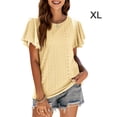 thumbnail image 3 of Camiseta de mujer Sonducket con volantes color sólido Amarillo XL poliéster, 3 of 6