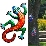 Iron Gecko Wall Decor Home Decoration Artwork Outdoor Hanging Ornament for Trees Fences Porches